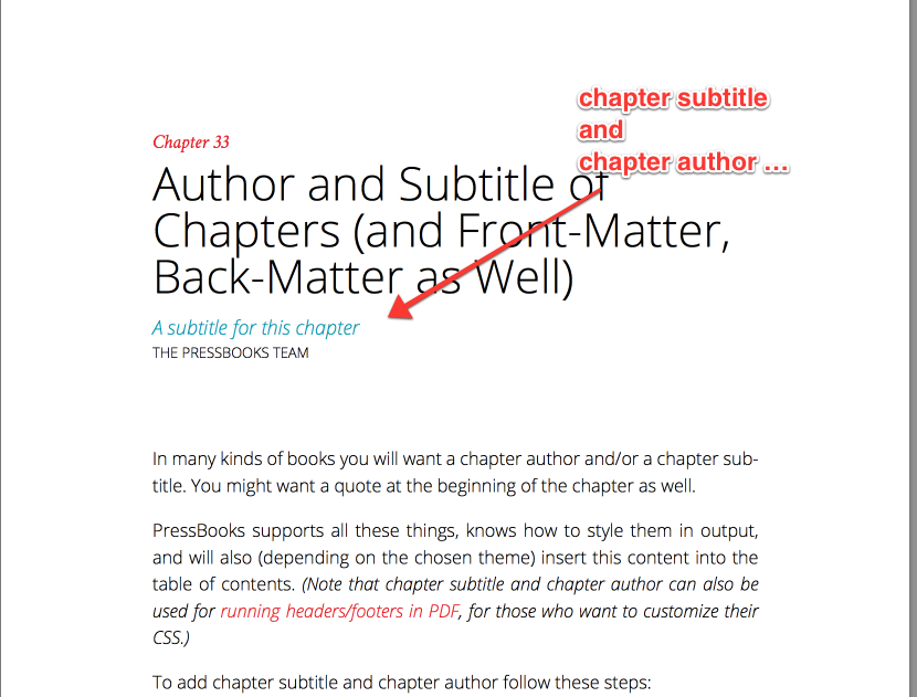 Chapter Author and Subtitle – Pressbooks User Guide