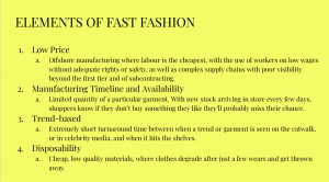 Elements of Fast Fashion